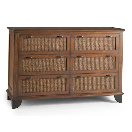 6 Drawer Dresser with Woven Drawer Panels